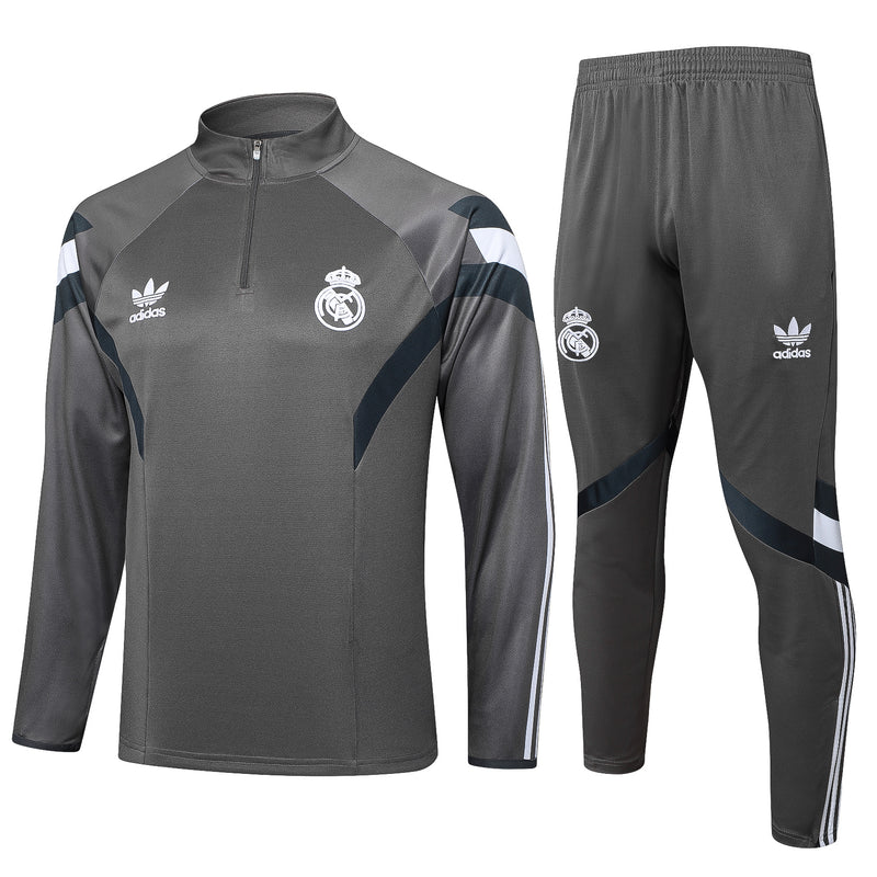 Conjunto de Treino Real Madrid Adidas Cinza 2024/25 👑