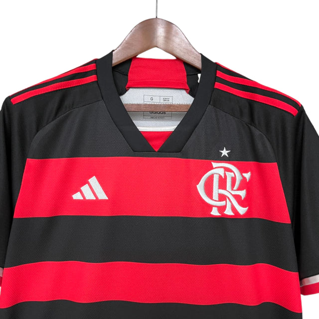 Camisa Flamengo I 24/25 - Torcedor Adidas Masculina - Preta e vermelha + Patchs Copa Do Brasil