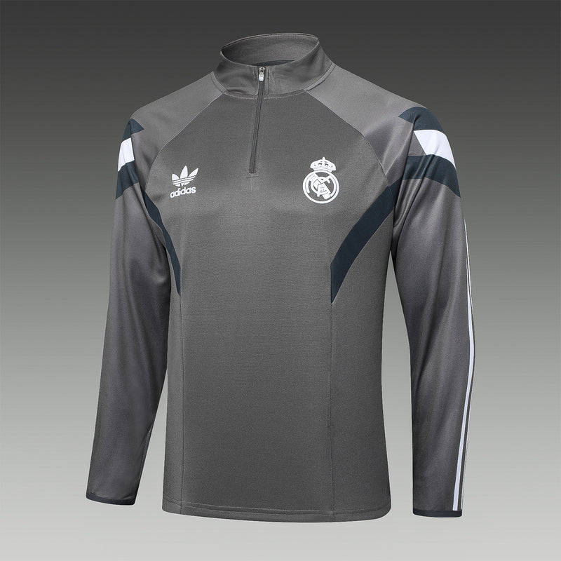 Conjunto de Treino Real Madrid Adidas Cinza 2024/25 👑