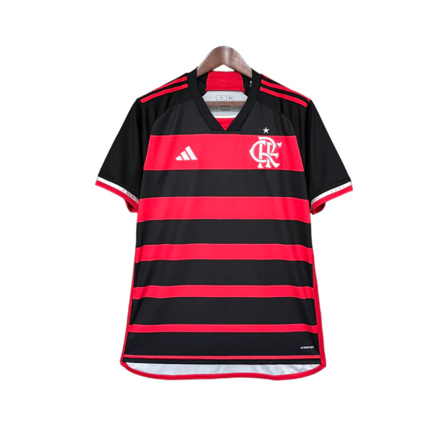 Camisa Flamengo I 24/25 - Torcedor Adidas Masculina - Preta e vermelha + Patchs Copa Do Brasil