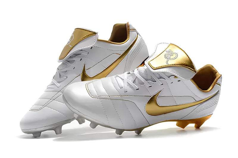 Chuteira de Campo Nike Tiempo Legend 7 R10 FG - Branco, Dourado