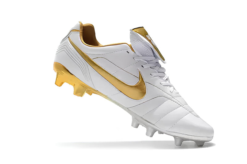 Chuteira de Campo Nike Tiempo Legend 7 R10 FG - Branco, Dourado