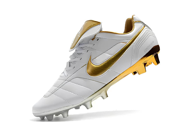 Chuteira de Campo Nike Tiempo Legend 7 R10 FG - Branco, Dourado