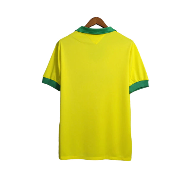 Camisa Seleção Brasileira Retrô I 1958 Torcedor Masculina - Amarela com detalhes verdes